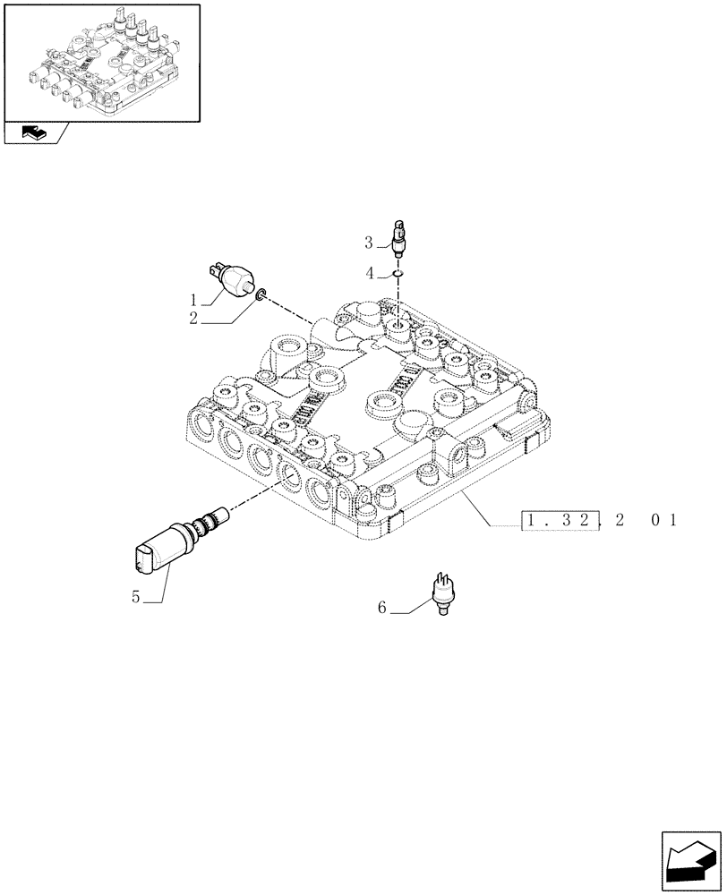 Схема запчастей Case IH PUMA 180 - (1.75.0[04]) - TRANSMISSION TOP COVER CONTROL VALVE SWITCHES AND SOLENOID VALVES (06) - ELECTRICAL SYSTEMS