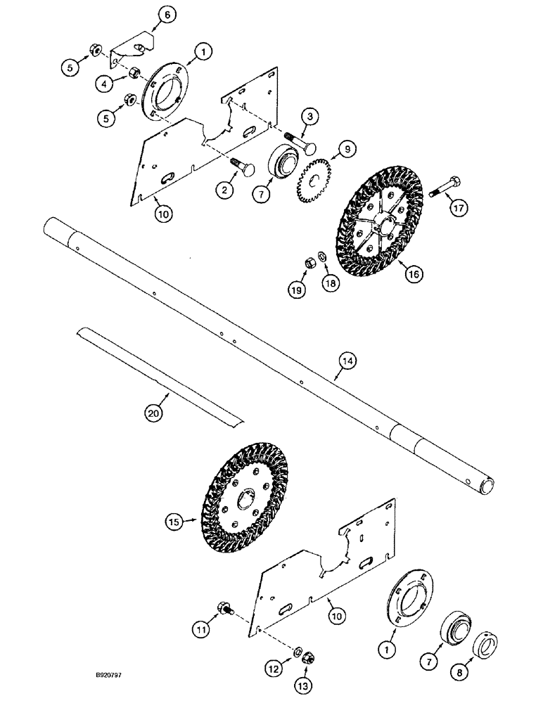 Схема запчастей Case IH 1666 - (9C-10) - CLEANING FAN, SHAFT AND SUPPORTS (15) - BEATER & CLEANING FANS