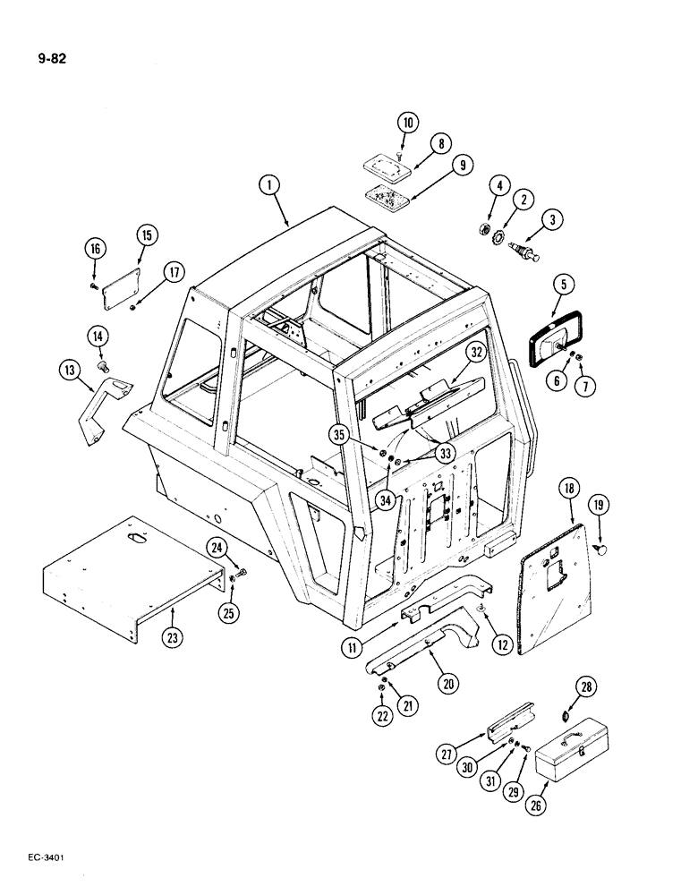 Схема запчастей Case IH 1896 - (9-082) - CAB ASSEMBLY (09) - CHASSIS/ATTACHMENTS