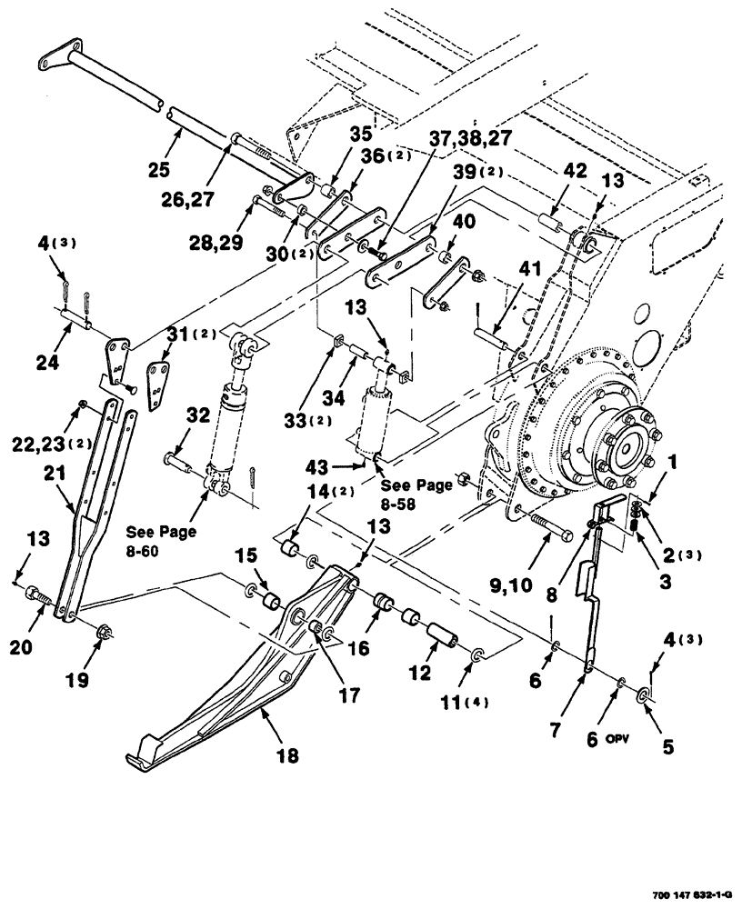 Схема запчастей Case IH 8860 - (07-74) - LIFT ARM AND FLOTATION ASSEMBLIES (LEFT 8860HP) (58) - ATTACHMENTS/HEADERS