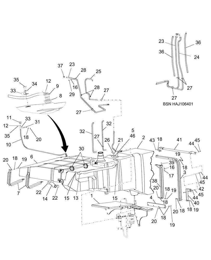 Схема запчастей Case IH AFX8010 - (B.20.A[1]) - FUEL SYSTEM B - Power Production