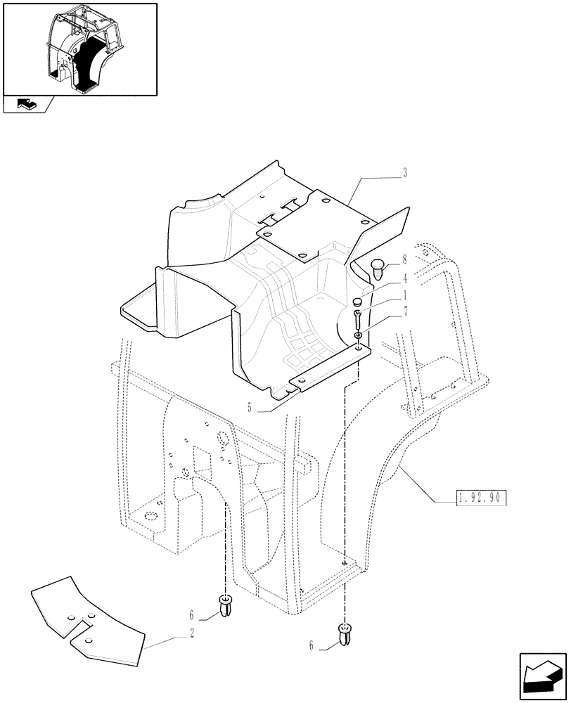 Схема запчастей Case IH FARMALL 85N - (1.92.93) - CAB MATTING AND RELEVANT PARTS (10) - OPERATORS PLATFORM/CAB