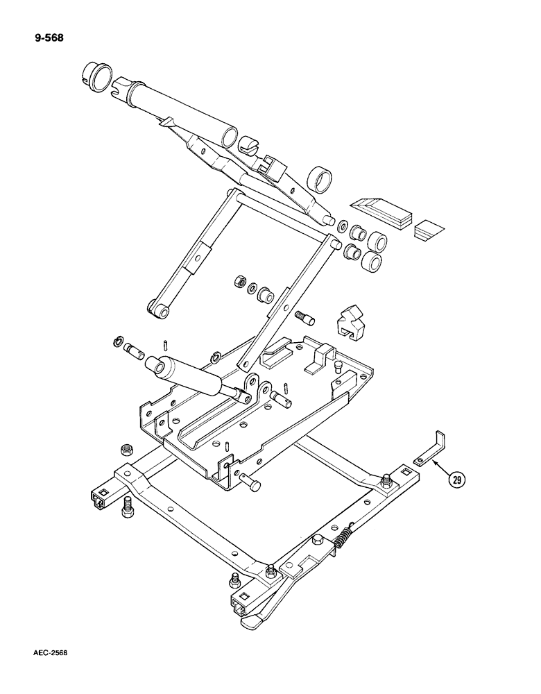 Схема запчастей Case IH 585 - (9-568) - SEAT, DELUXE SUSPENSION, WITHOUT CAB, WITH FORE AND AFT HEIGHT ADJUSTMENT, BOSTROM 72936, CONTD (09) - CHASSIS/ATTACHMENTS