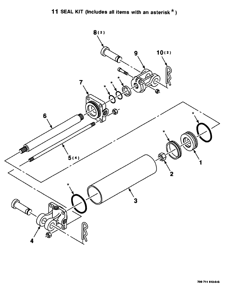 Схема запчастей Case IH 8576 - (08-010) - HYDRA. CYL. ASSEMBLY-DENSITY CONTROL, 700711512 HYDRA. CYL. COMPLETE, 3 INCH BORE X 10 INCH STROKE (07) - HYDRAULICS