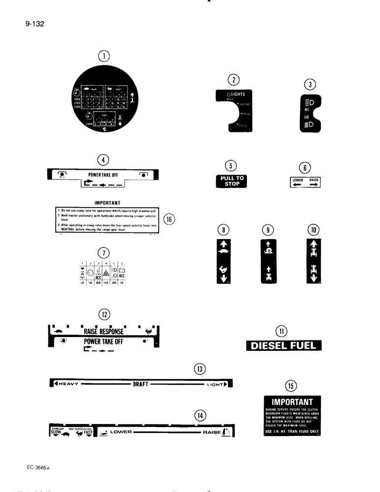 Схема запчастей Case IH 695 - (9-132) - DECALS (09) - CHASSIS/ATTACHMENTS