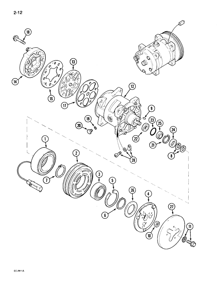 Схема запчастей Case IH 895 - (2-12) - AIR CONDITIONING, FREON COMPRESSOR (02) - ENGINE