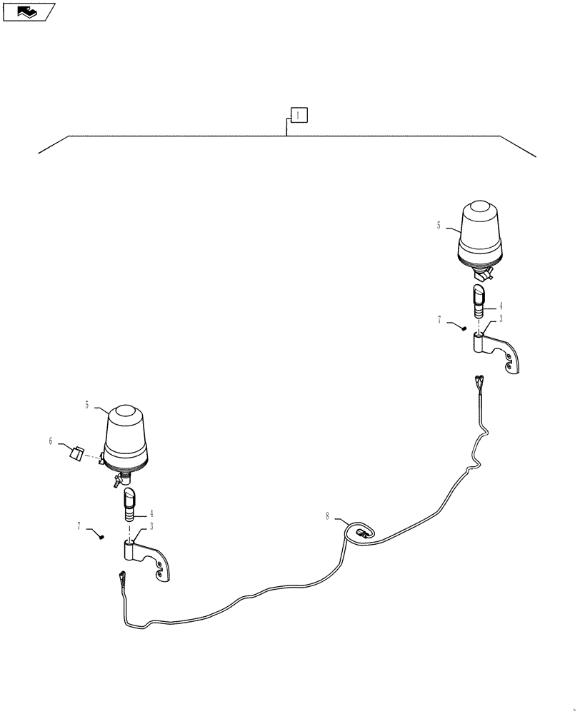 Схема запчастей Case IH STEIGER 500 - (88.055.12) - DIA KIT - DUAL BEACON LIGHT (88) - ACCESSORIES