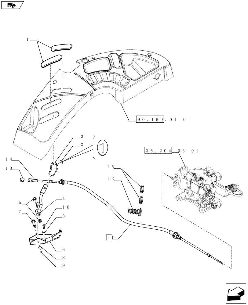 Схема запчастей Case IH FARMALL 65C - (35.204.01) - REMOTE VALVE, OUTER CONTROL LEVER - W/CAB (35) - HYDRAULIC SYSTEMS