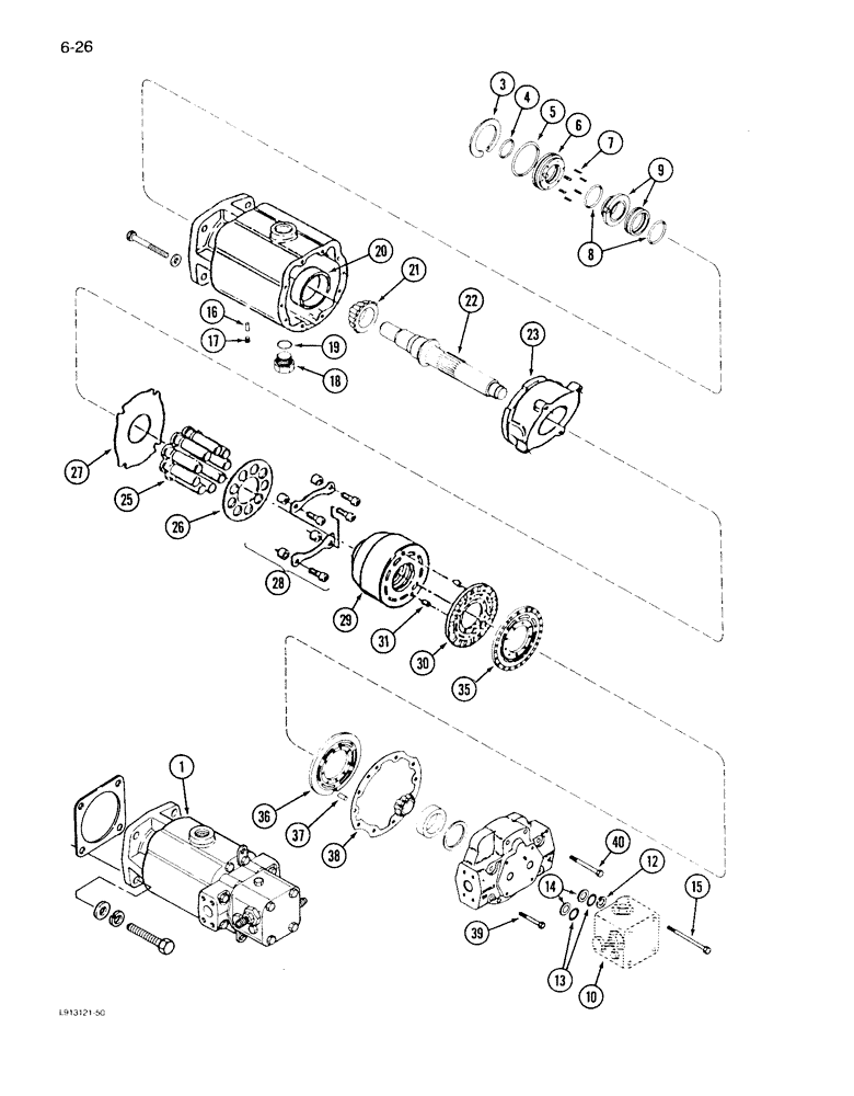 Схема запчастей Case IH 1640 - (6-26) - HYDROSTATIC MOTOR, PRIOR TO P.I.N. JJC0097001 (03) - POWER TRAIN