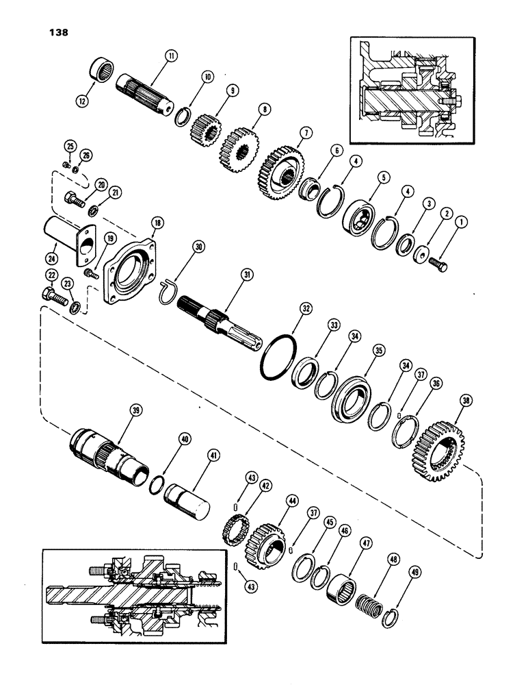 Схема запчастей Case IH 1170 - (138) - P.T.O. OUTPUT AND IDLER SHAFTS, DUAL SPEED (06) - POWER TRAIN