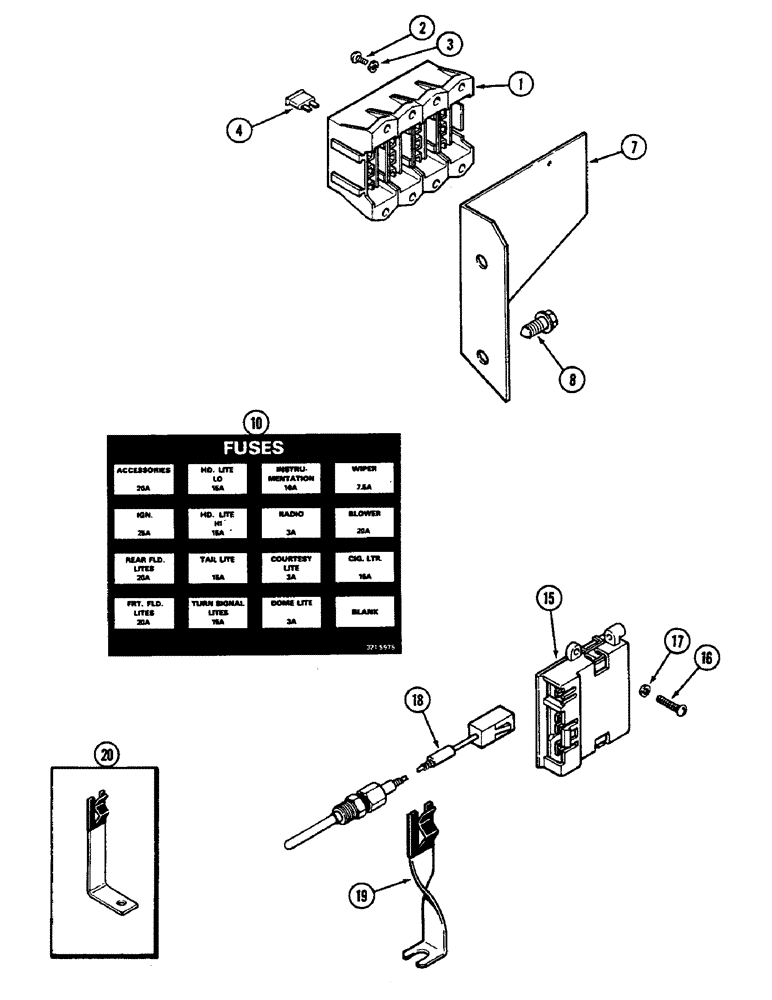 Схема запчастей Case IH 2290 - (4-082) - FUSES AND FUSE HOLDER, P.I.N. 8841101 AND AFTER (04) - ELECTRICAL SYSTEMS