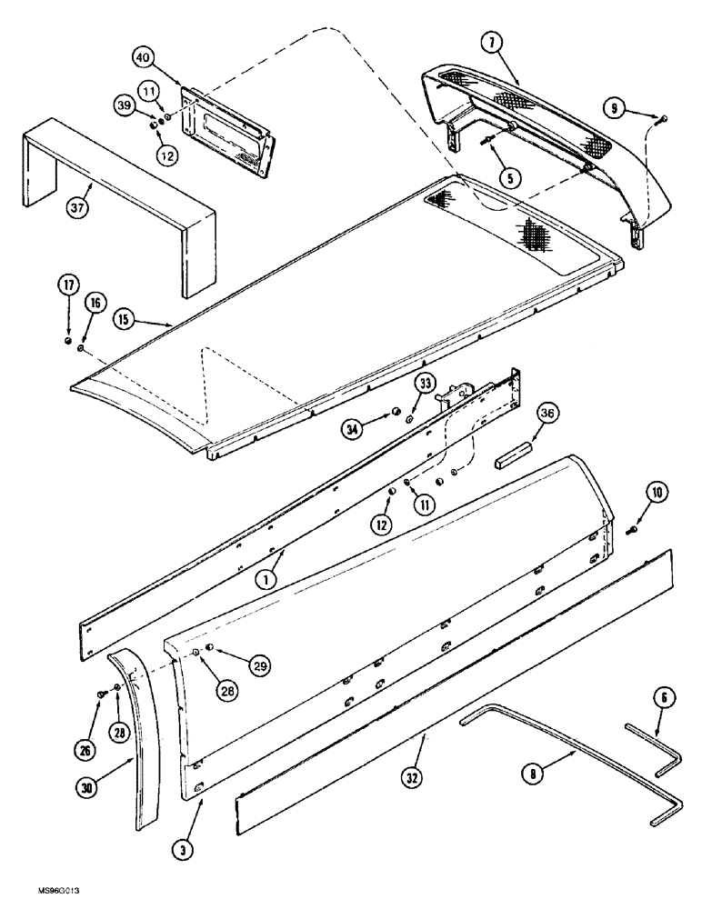 Схема запчастей Case IH 8940 - (9-022) - HOOD, UPPER SIDE PANELS AND UPPER GRILLE (09) - CHASSIS/ATTACHMENTS