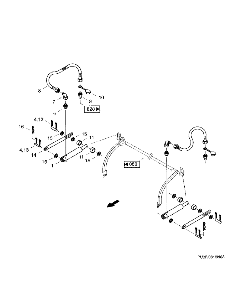 Схема запчастей Case IH PU3000 - (11) - HYDRAULICS, ROLLER COMPRESSING RAKE (35) - HYDRAULIC SYSTEMS