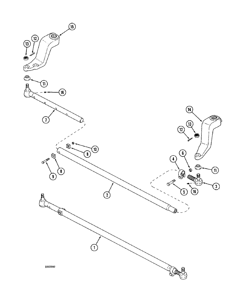 Схема запчастей Case IH 1666 - (5-22) - STEERING TIE ROD, ADJUSTABLE AXLE, WITHOUT POWER GUIDE AXLE, CORN AND GRAIN COMBINE (04) - STEERING