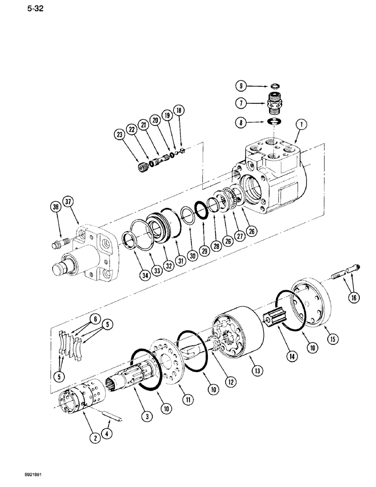 Схема запчастей Case IH 7120 - (5-32) - STEERING PUMP ASSEMBLY, P/N 1978326C1, EATON PUMP, IF EQUIPPED, MFD TRACTOR (05) - STEERING