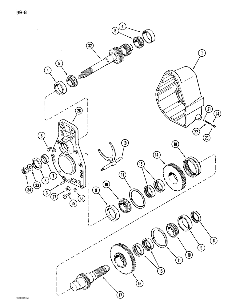 Схема запчастей Case IH 1680 - (9B-08) - ROTOR DRIVE GEAR HOUSING (14) - ROTOR, CONCANVES & SIEVE