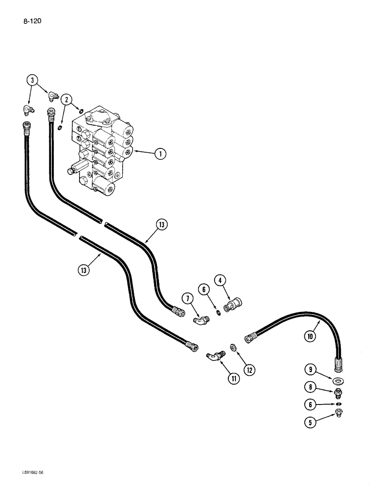 Схема запчастей Case IH 1680 - (8-120) - REEL FORE AND AFT SYSTEM, PRIOR TO P.I.N. JJC0047301 (07) - HYDRAULICS