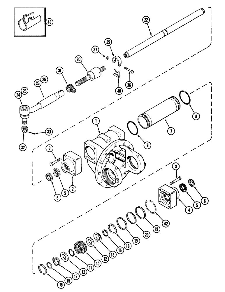 Схема запчастей Case IH 2096 - (5-126) - FRONT AXLE TIE RODS AND STEERING CYLINDER, MFD TRACTORS (05) - STEERING