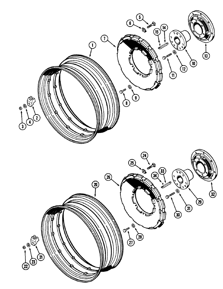 Схема запчастей Case IH 2090 - (6-298) - CAST DUAL REAR WHEELS, WITH 34 INCH (864 MM) RIM (06) - POWER TRAIN