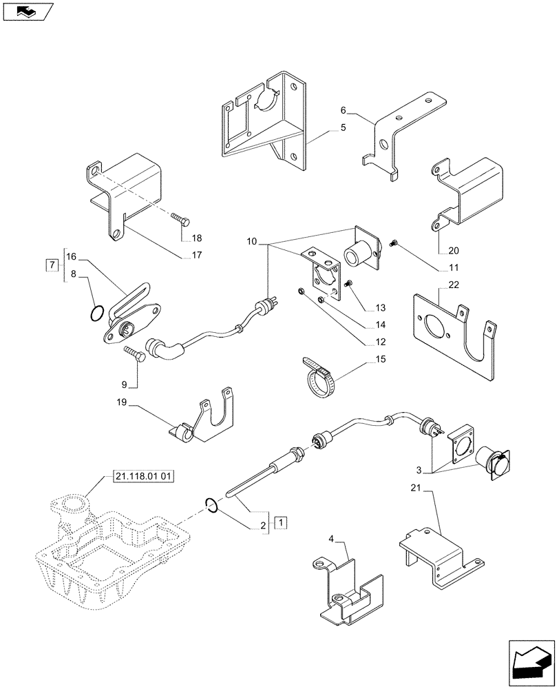 Схема запчастей Case IH PUMA 200 - (10.254.38[01]) - ENGINE BLOCK AND TRANSMISSION OIL HEATERS (120V) (VAR.728381) - C7114 (10) - ENGINE