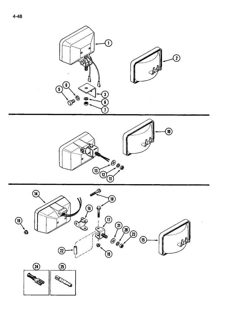 Схема запчастей Case IH 3394 - (4-48) - FLOOD LAMP ATTACHMENT, UPPER REAR (04) - ELECTRICAL SYSTEMS