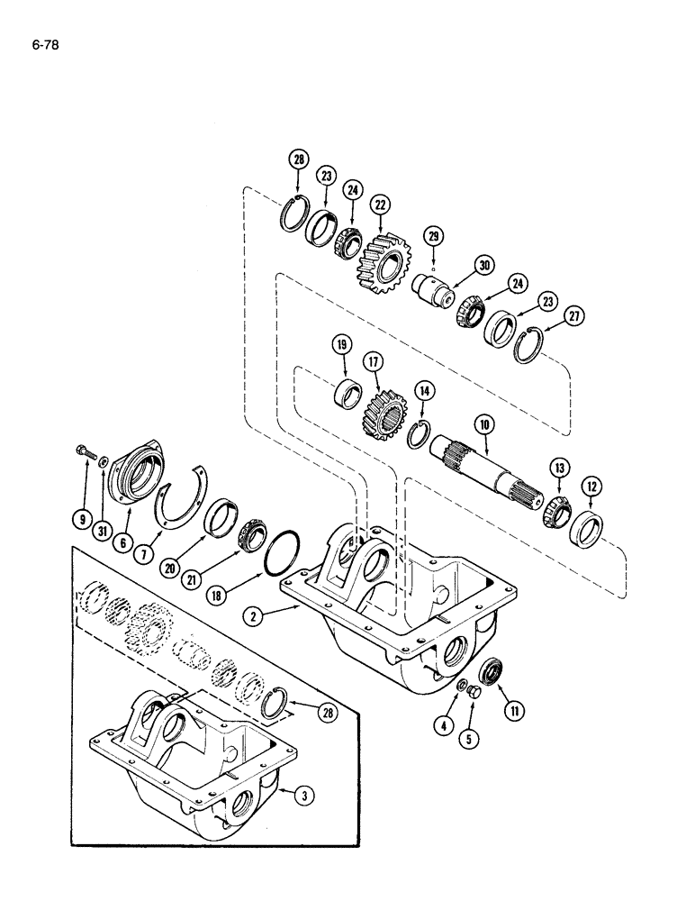 Схема запчастей Case IH 3594 - (6-078) - TRANSFER GEARBOX (06) - POWER TRAIN