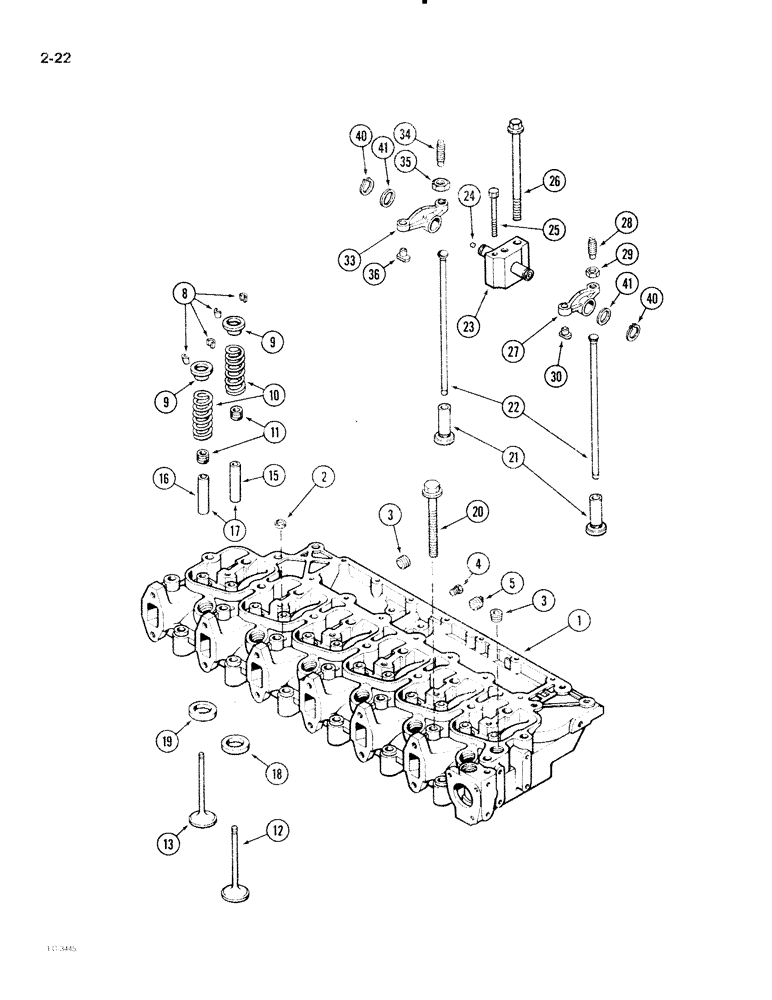 Схема запчастей Case IH 2096 - (2-022) - CYLINDER HEAD AND VALVE MECHANISM, 6TA-590 ENGINE (02) - ENGINE