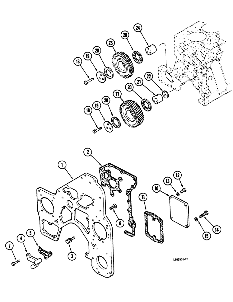 Схема запчастей Case IH 9150 - (2-14) - FRONT GEAR PLATE, L-10 ENGINE (02) - ENGINE