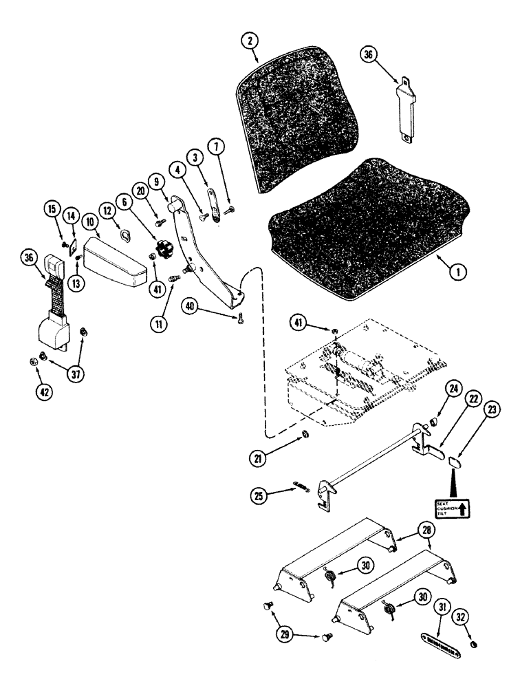 Схема запчастей Case IH 2594 - (9-048) - CLOTH SEAT, WITH ISOLATOR ATTACHMENT (09) - CHASSIS/ATTACHMENTS