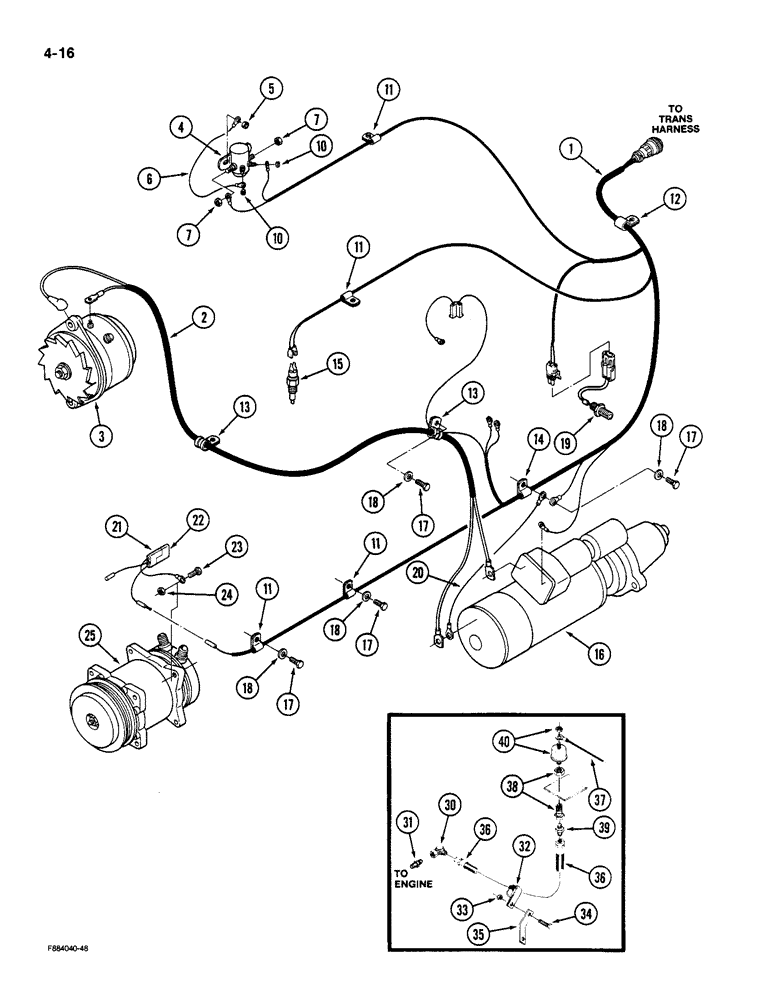 Схема запчастей Case IH 9180 - (4-16) - ENGINE HARNESS 3406 ENGINE (04) - ELECTRICAL SYSTEMS