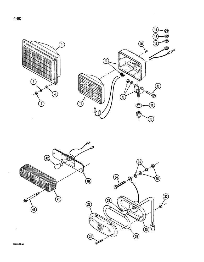 Схема запчастей Case IH 9280 - (4-060) - LAMPS, HEAD LAMP ASSEMBLY PRIOR TO SERIAL NO. JCB0028400 (04) - ELECTRICAL SYSTEMS