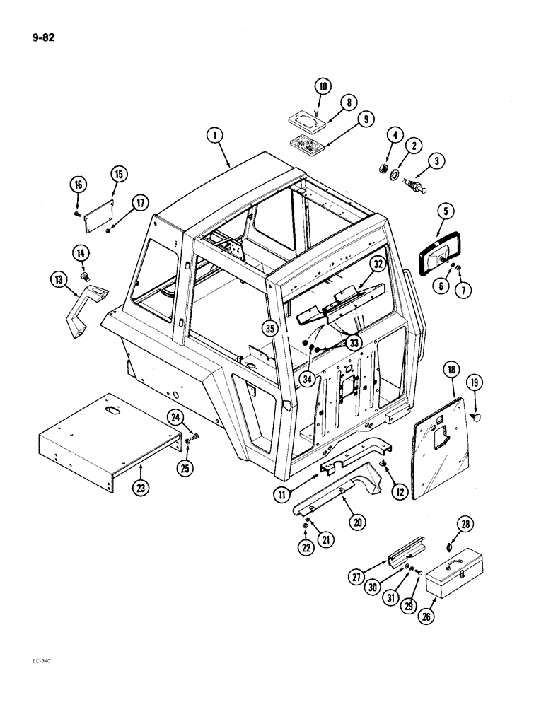 Схема запчастей Case IH 2096 - (9-082) - CAB ASSEMBLY (09) - CHASSIS/ATTACHMENTS