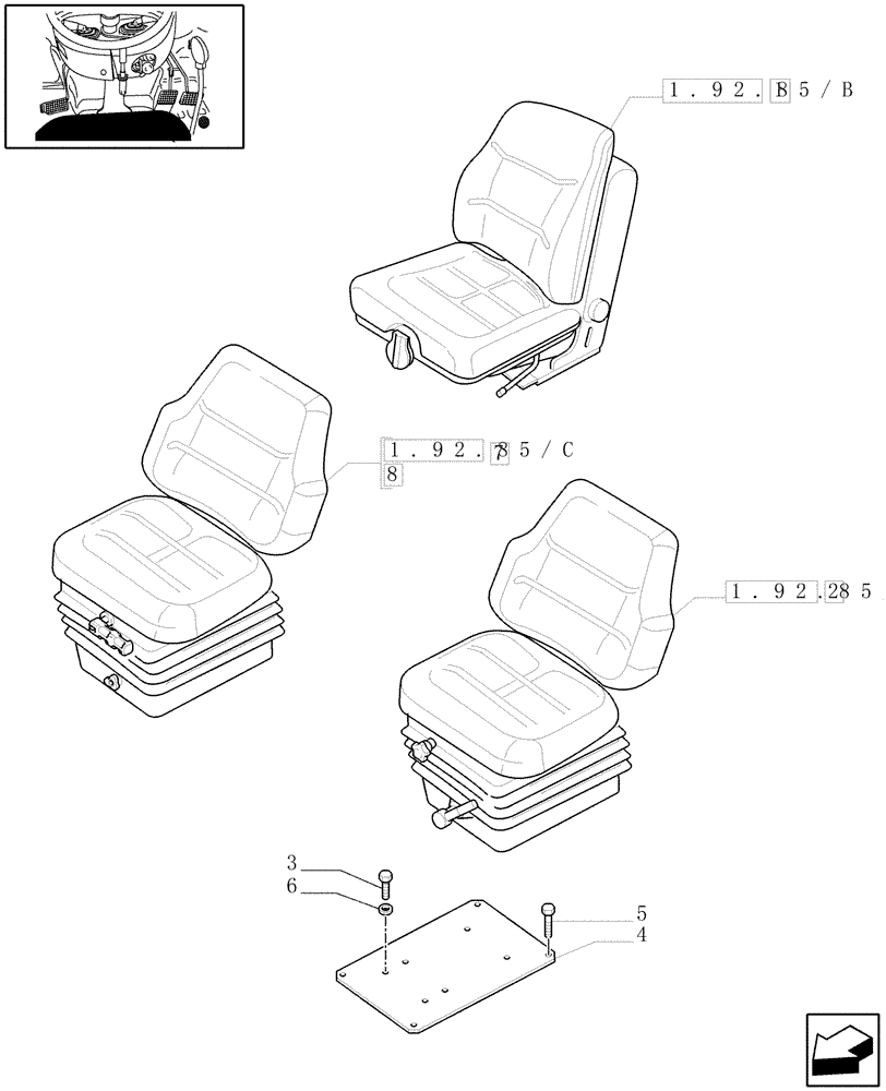 Схема запчастей Case IH JX1095C - (1.92.85) - SEAT (10) - OPERATORS PLATFORM/CAB