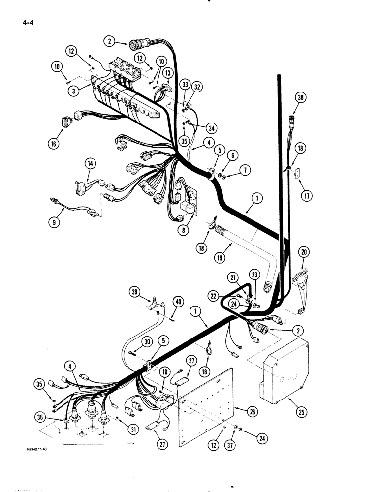 Схема запчастей Case IH 9130 - (4-04) - LOWER CAB HARNESS, ROPS (04) - ELECTRICAL SYSTEMS