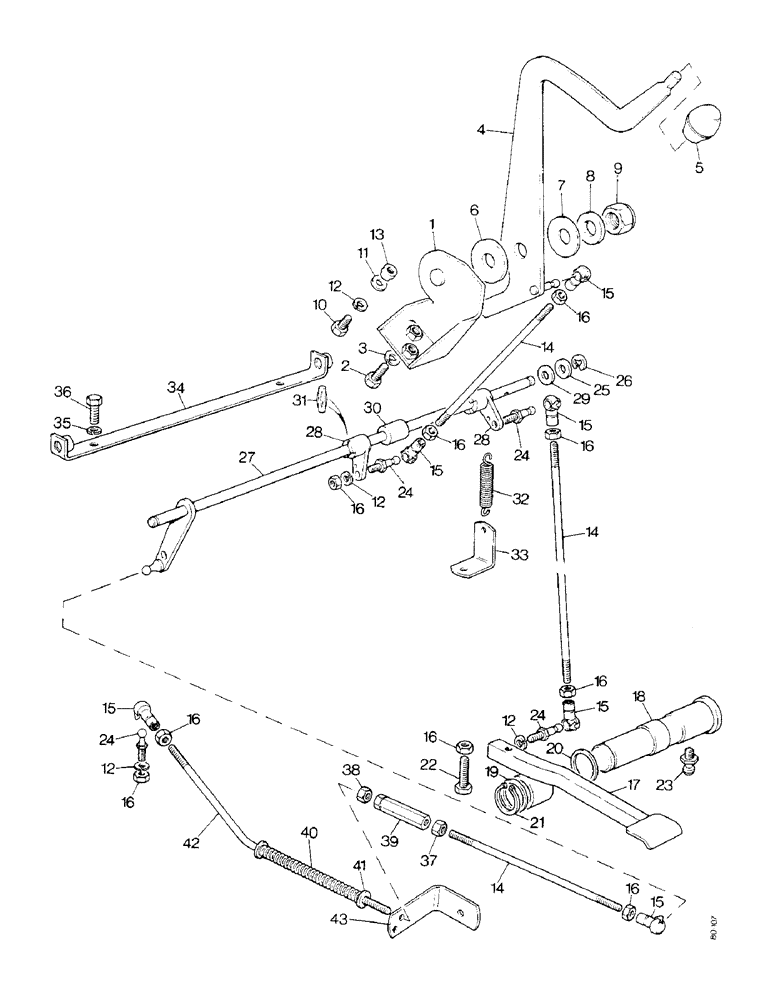 Схема запчастей Case IH 1390 - (B-04) - ENGINE THROTTLE CONTROLS (02) - COOLING & FUEL SYSTEMS