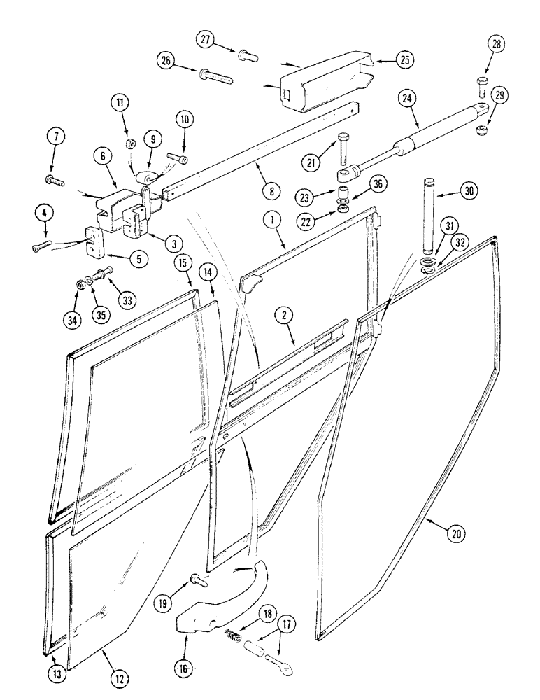 Схема запчастей Case IH 1294 - (9-346) - CAB DOOR, LEFT-HAND, TRACTORS WITH CAB (09) - CHASSIS/ATTACHMENTS