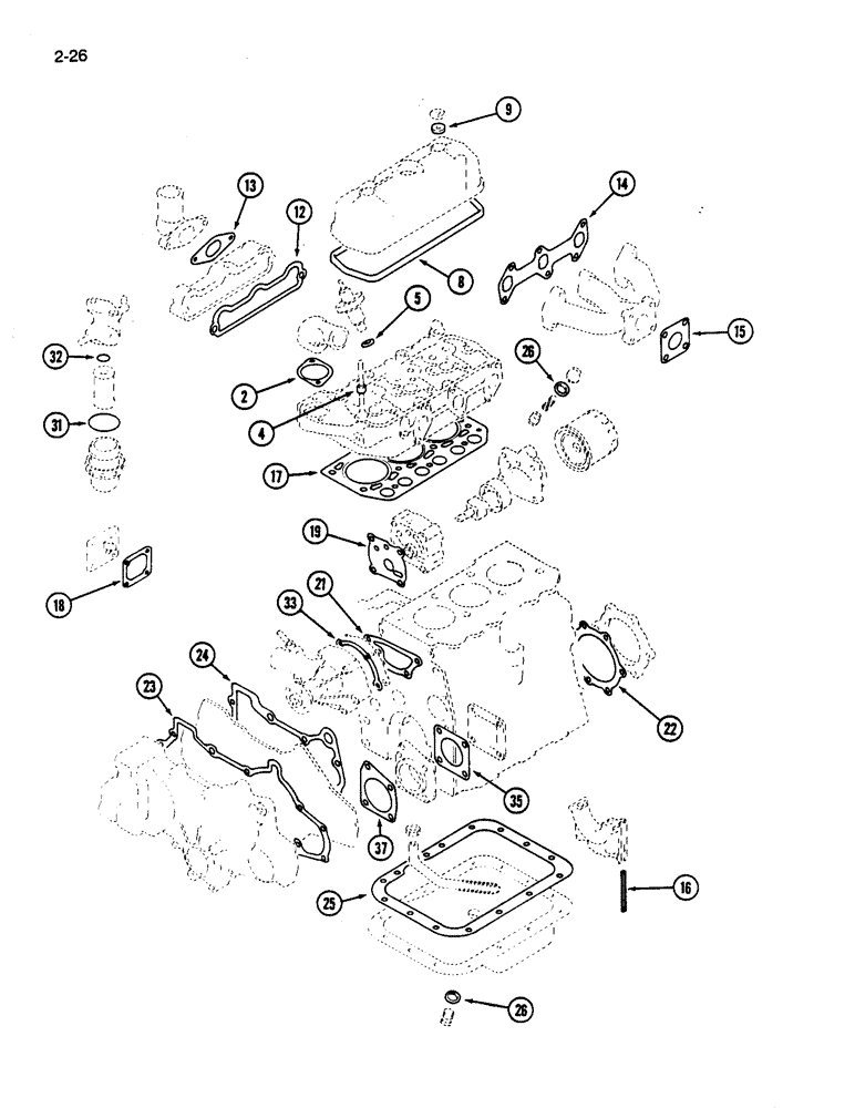 Схема запчастей Case IH 245 - (2-26) - GASKET KITS (02) - ENGINE