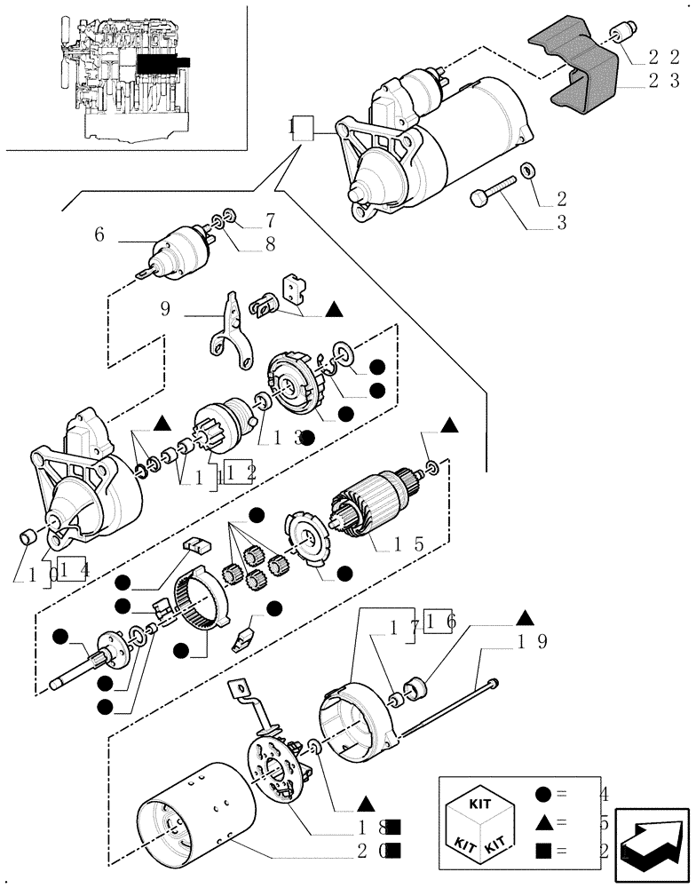 Схема запчастей Case IH JX65 - (0.36.0/ A) - STARTER MOTOR (01) - ENGINE