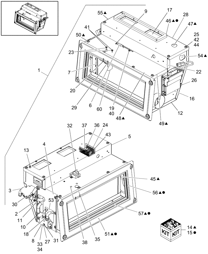 Схема запчастей Case IH WD2303 - (10.19[1]) - AIR CONDITIONER/HEATER, P.I.N. Y8G661152 & PRIOR (10) - CAB