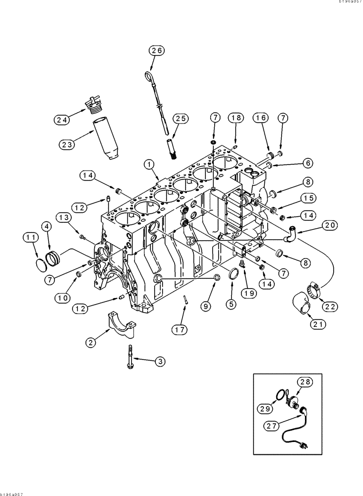 Схема запчастей Case IH 2155 - (2-38) - CYLINDER BLOCK, 6TA-830 ENGINE, PRIOR TO COTTON PICKER P.I.N JJC0156230 (01) - ENGINE