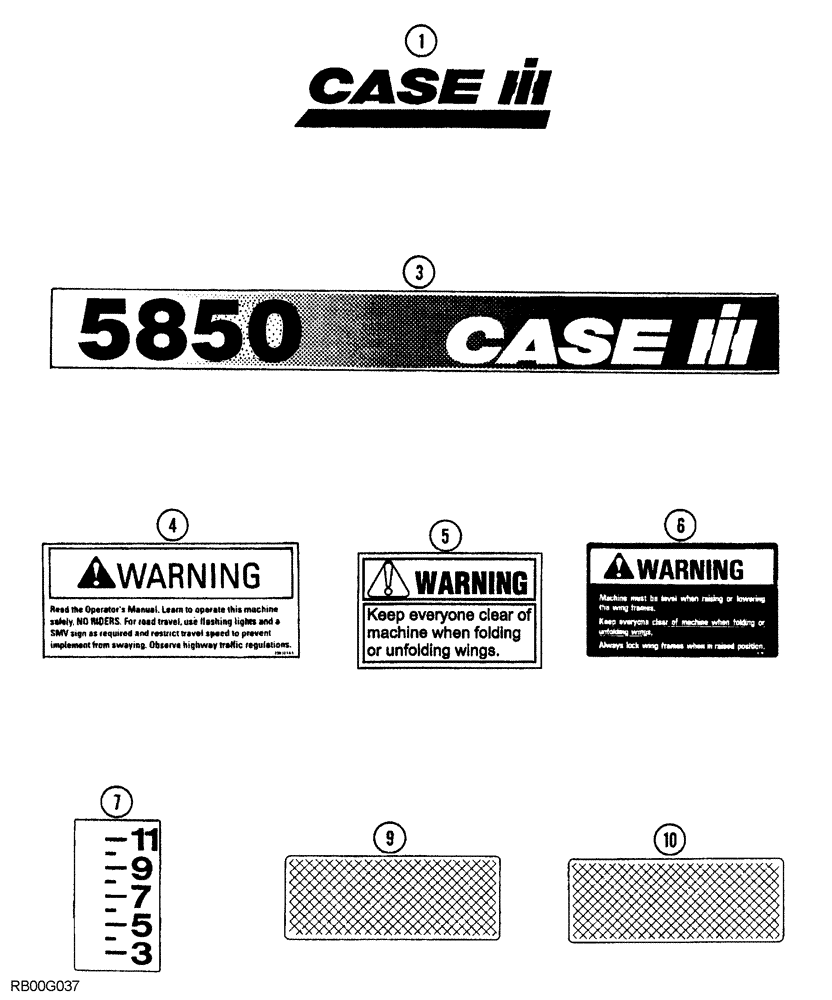 Схема запчастей Case IH 5850 - (09-98) - DECALS (09) - CHASSIS