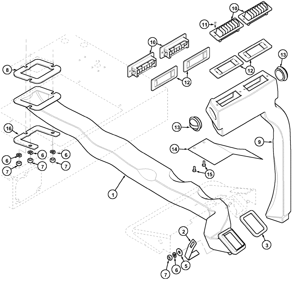 Схема запчастей Case IH MX100C - (09-47) - HEATER ASSEMBLY LP CAB, DUCTS (09) - CHASSIS