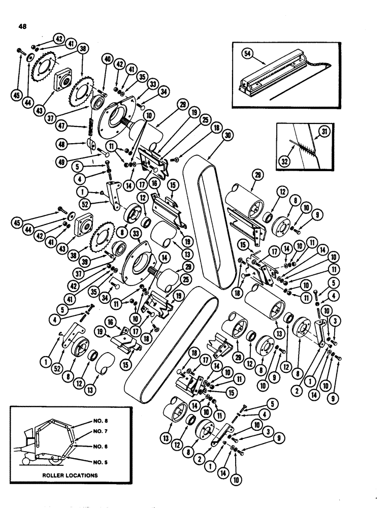 Схема запчастей Case IH 3640 - (48) - BELTS AND ROLLER ASSEMBLIES 5 THROUGH 8 