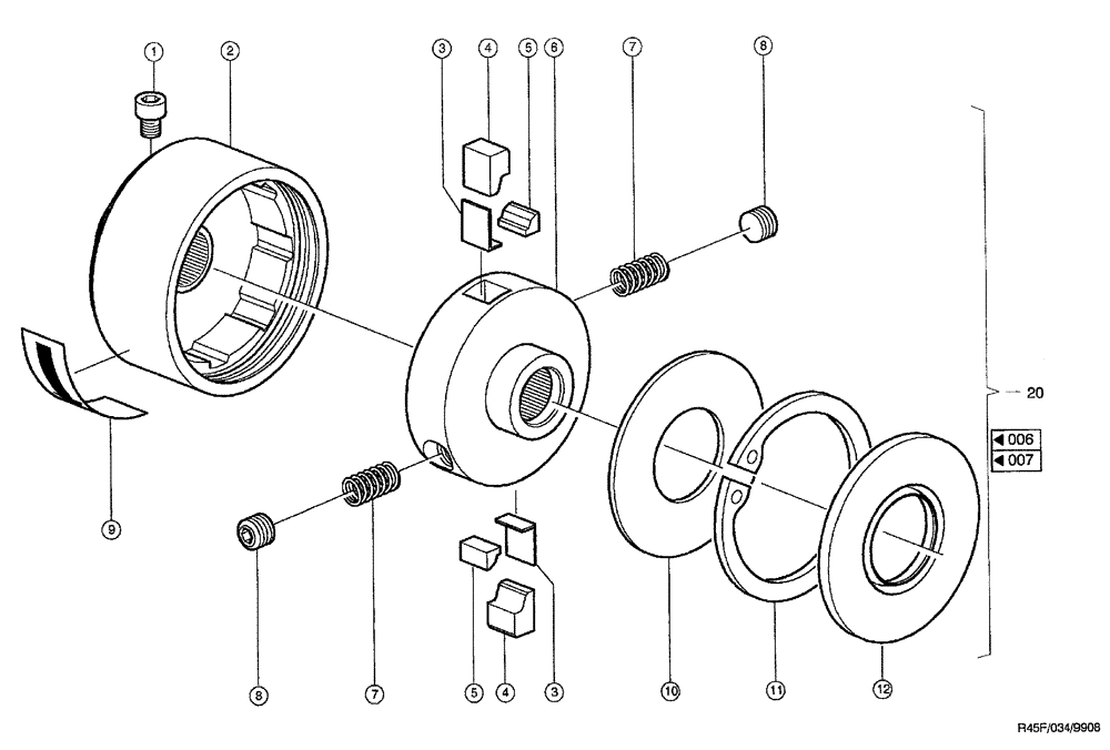 Схема запчастей Case IH RU450 - (0034) - CUT-OUT CLUTCH (58) - ATTACHMENTS/HEADERS