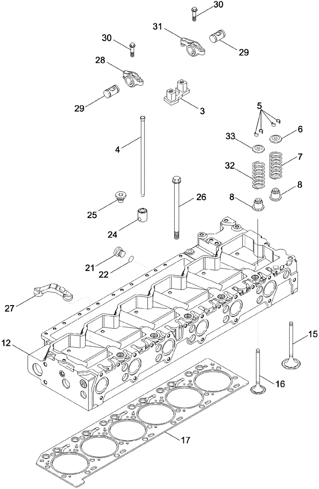 Схема запчастей Case IH 620 - (02-15) - CYLINDER HEAD - VALVE MECHANISM (01) - ENGINE