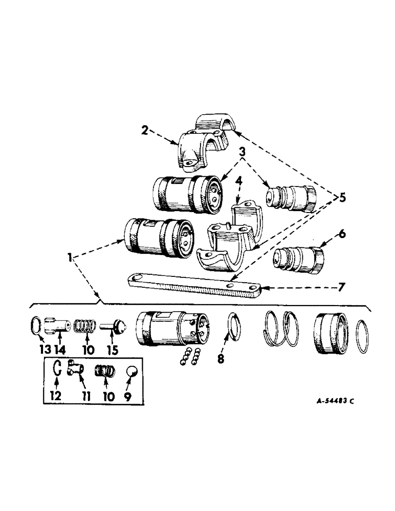 Схема запчастей Case IH 340 - (227[A]) - HYDRAULIC SYSTEM, HYDRAULIC EQUIPMENT BREAK-AWAY AND SELF-SEALING COUPLINGS, 340 SERIES (07) - HYDRAULIC SYSTEM