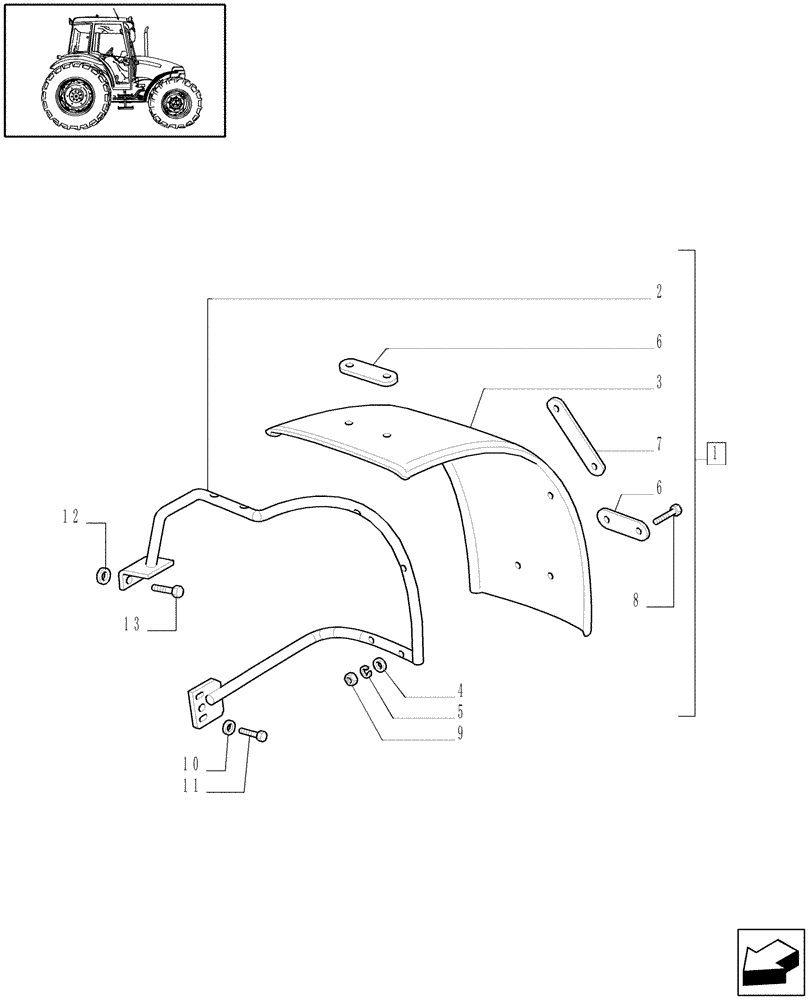 Схема запчастей Case IH JX95 - (1.43.0) - (VAR.860) 2WD FRONT MUDGUARDS - 240 MM. (04) - FRONT AXLE & STEERING