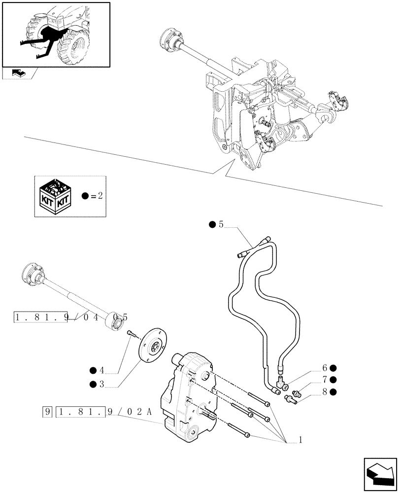 Схема запчастей Case IH PUMA 195 - (1.81.9/04[04]) - (VAR.091) FRONT HPL WITH PTO, LESS AUX. COUPLERS - FRONT PTO - C6726 (07) - HYDRAULIC SYSTEM