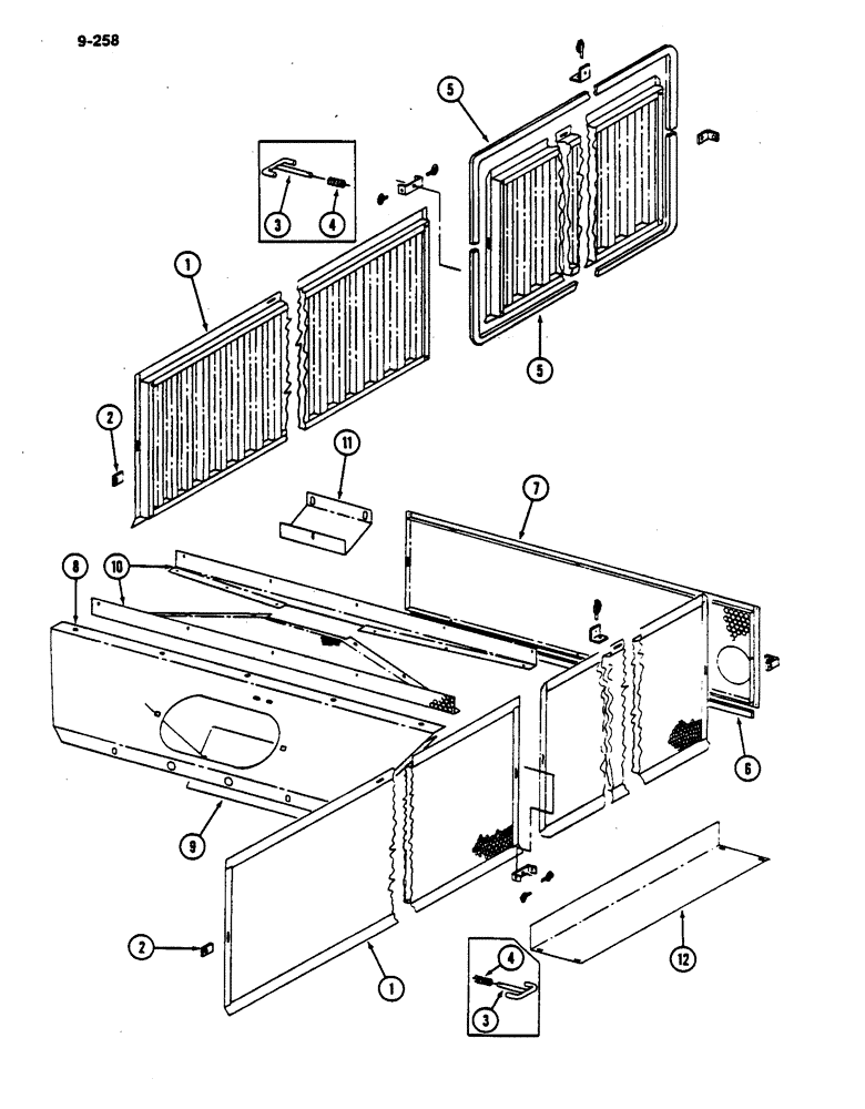 Схема запчастей Case IH 782 - (9-258) - RADIATOR SCREENS (09) - CHASSIS ATTACHMENTS