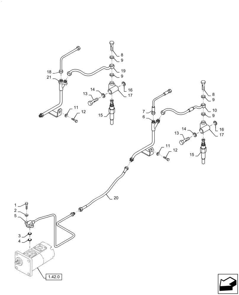 Схема запчастей Case IH FARMALL 60 - (1.82.1[03]) - LIFTER LINES - DELIVERY PIPES AND PRESSURE REGULATING VALVE (07) - HYDRAULIC SYSTEM